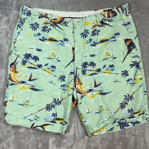Polo Ralph Lauren 42 Shorts Mens Green Linen Blend Tropical Marlin Classic Fit
